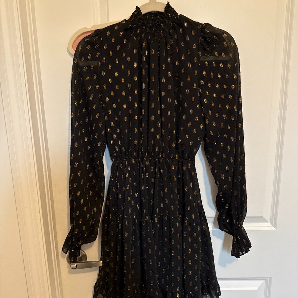 OPT Black Night Dress with Gold Details, Size XS